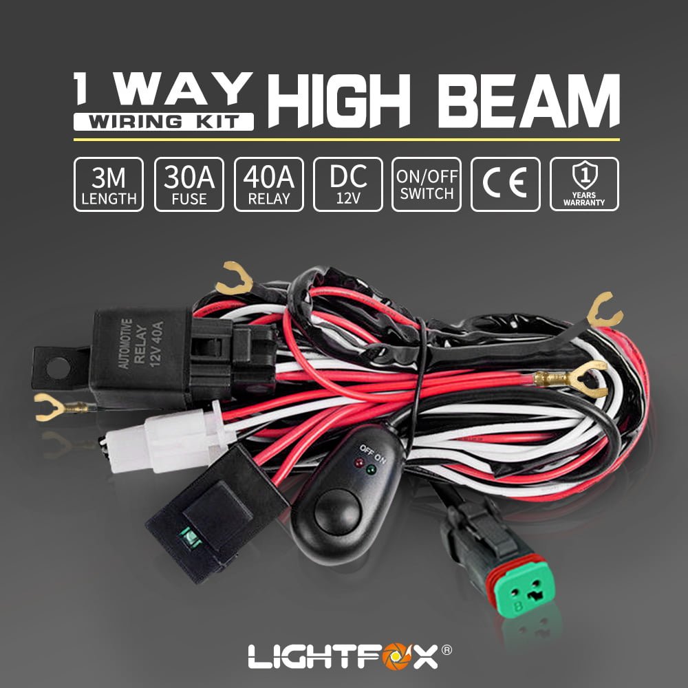 DT High Beam Wiring Loom Harness Kit LED Light Bar 12V 30A Plug and Play 3M