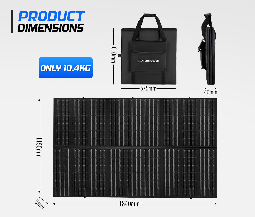 Atem Power 12V 300W Folding Solar Mat Flexible Blanket Solar Panel Kit Camping Charger