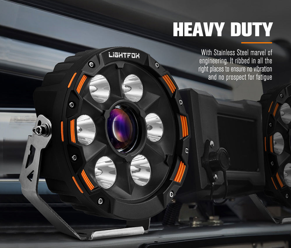 Lightfox 7inch LED Driving Light 1 Lux @ 2,226m IP68 11,285 Lumen