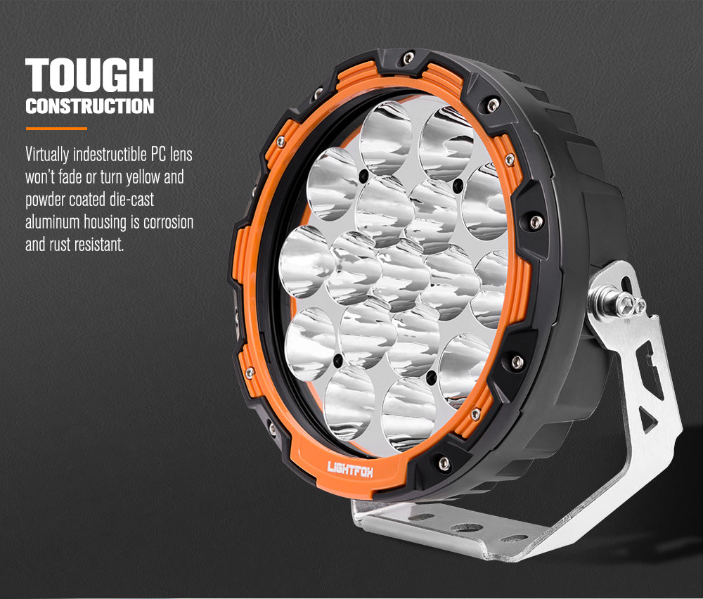 LightFox 7.5inch LED Driving Light with wiring harness and changable rings