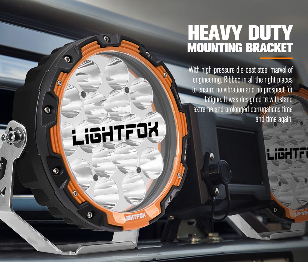 LightFox 7.5inch LED Driving Light with wiring harness and changable rings