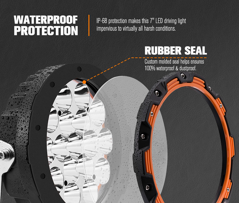 LightFox 7.5inch LED Driving Light with wiring harness and changable rings