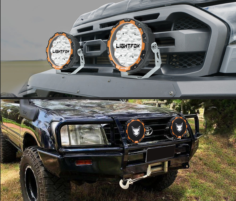 LightFox 7.5inch LED Driving Light with wiring harness and changable rings