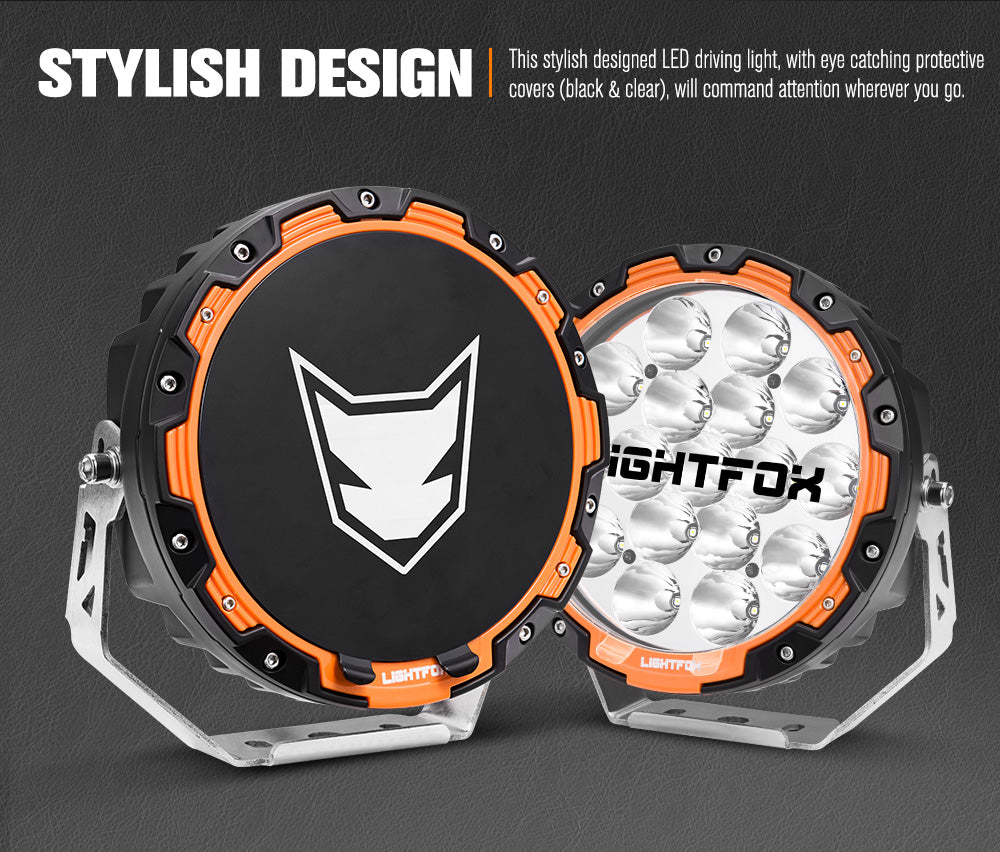 LightFox 7.5inch LED Driving Light with wiring harness and changable rings