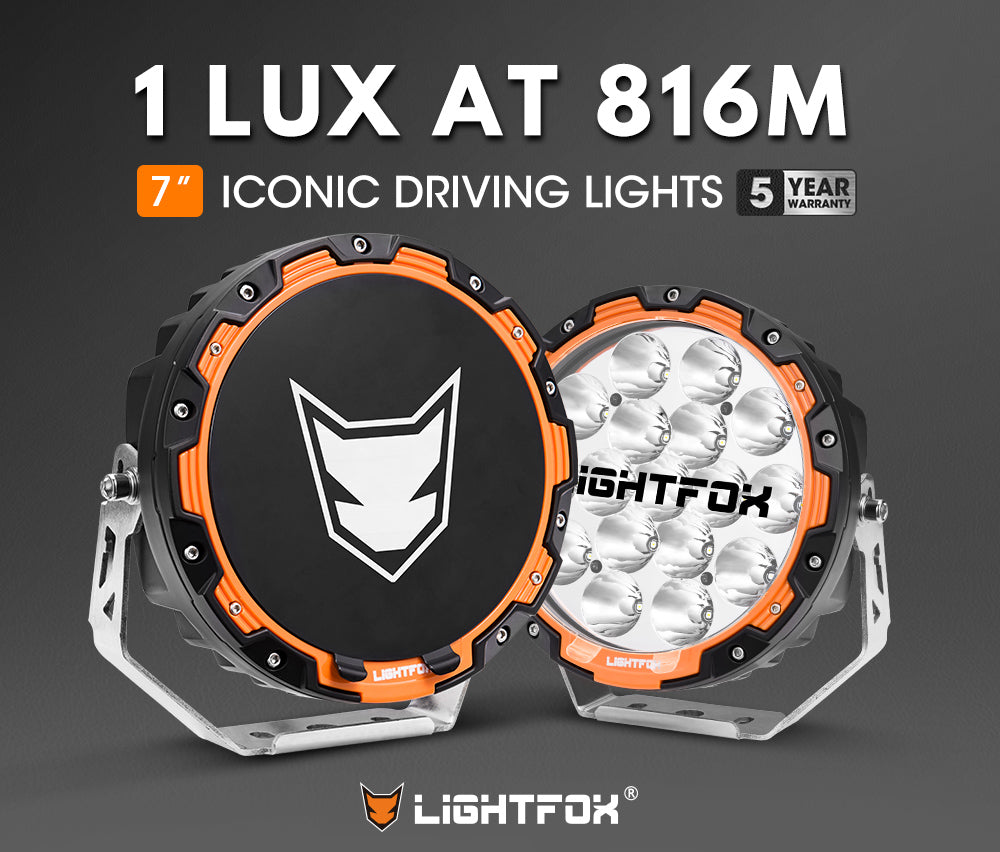LightFox 7.5inch LED Driving Light with wiring harness and changable rings