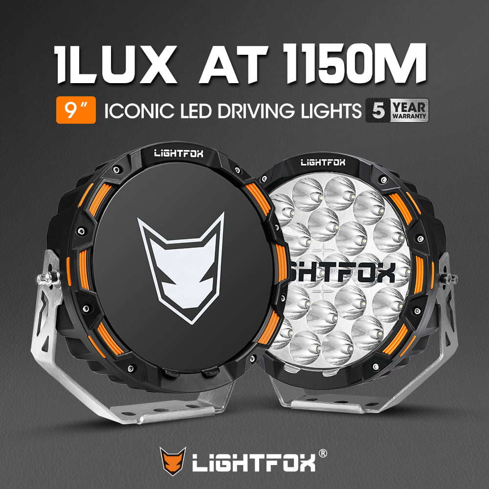Iconic Series Pair 9inch Osram LED Driving Light 1Lux @1,150m 20,200Lumens