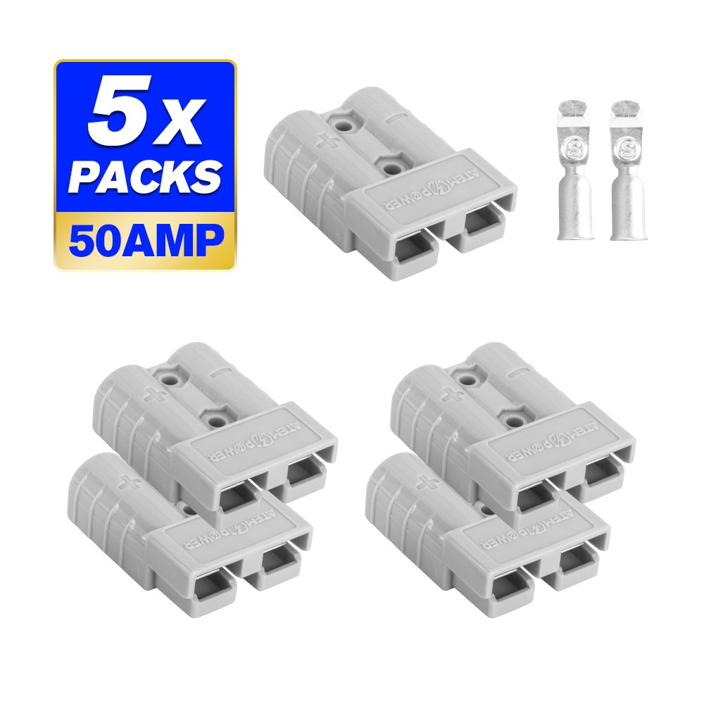 Atem Power 5 x Anderson Style Plug Connectors 50 AMP 12-24V 6AWG DC Power Tool