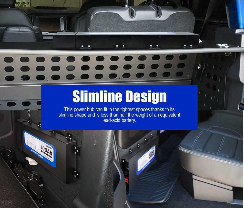 Atem Power 12V 100Ah Slimline Lithium Battery Built-in 40A DC to DC Charger