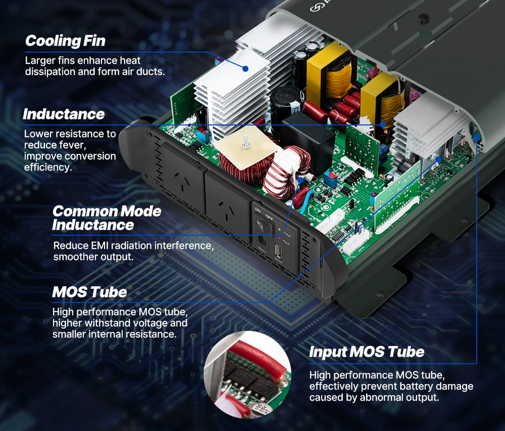 ATEM POWER 12V To 110V/220V 1000W/2000W Pure Sine Wave Power Inverter