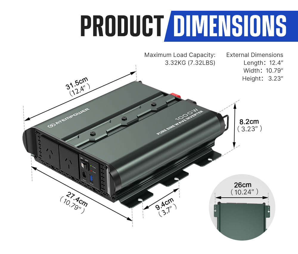 ATEM POWER 12V To 110V/220V 1000W/2000W Pure Sine Wave Power Inverter