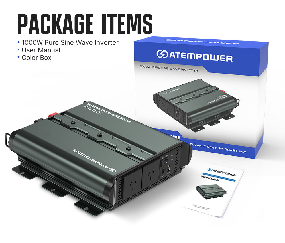 ATEM POWER 12V To 110V/220V 1000W/2000W Pure Sine Wave Power Inverter
