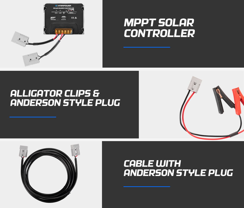 ATEM POWER 120W 12V/18V Mono Portable Folding Solar Panel Solar Blanket Kit with MPPT Controller