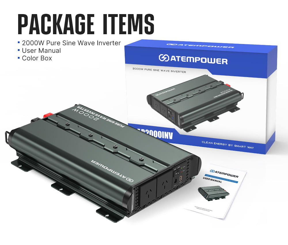 ATEM POWER 12V To 110V/220V 2000W/4000W Pure Sine Wave Power Inverter