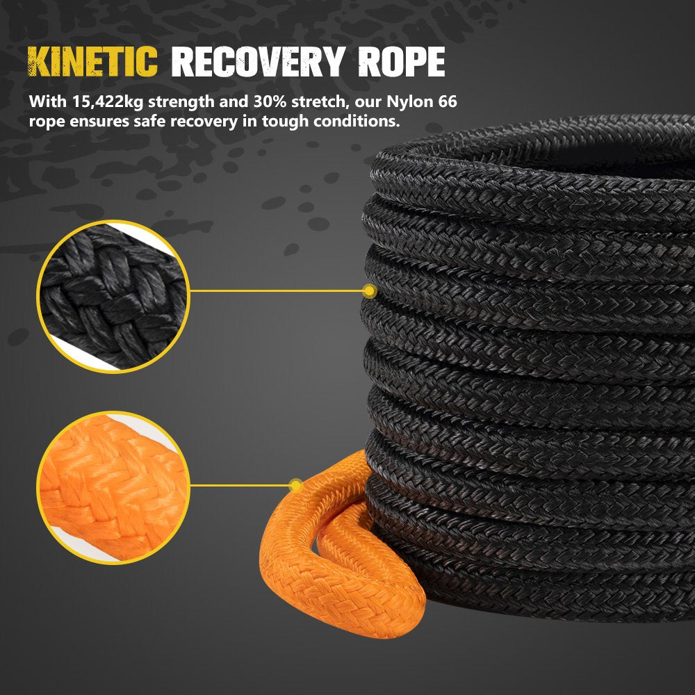 Bunket Rope Bunker Indust 4x4 Recovery Kit Kinetic Rope Soft Shackles Winch Dampen ...