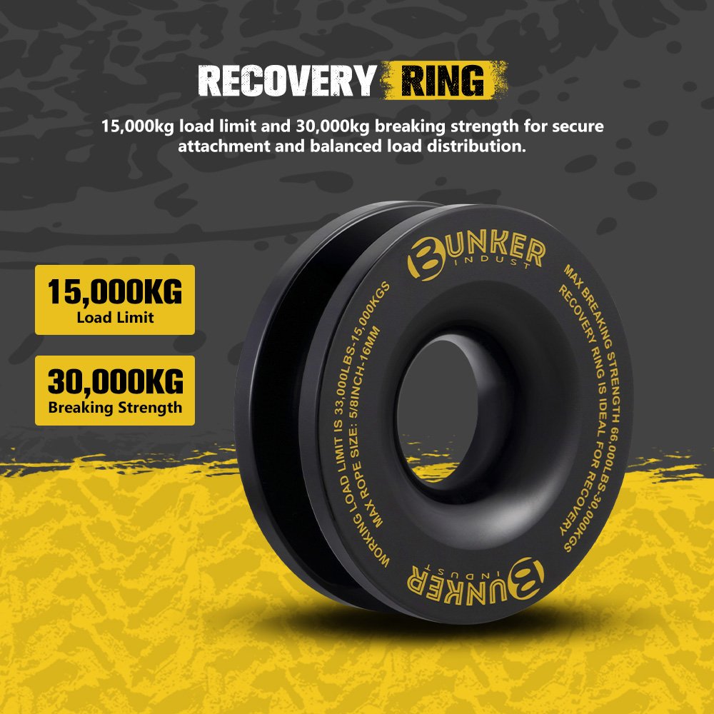 Bunker Indust 4x4 Recovery Kit Kinetic Rope Soft Shackles Winch Dampener Offroad