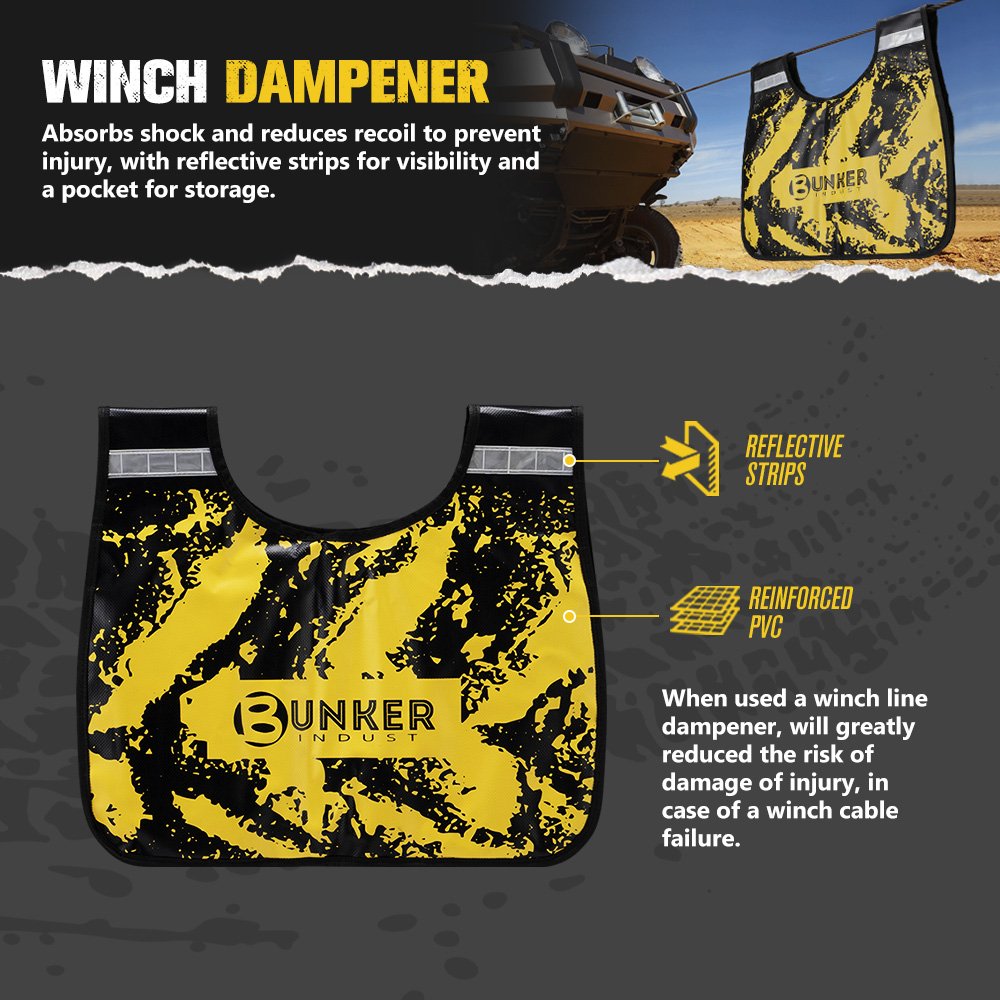 Bunker Indust 4x4 Recovery Kit Kinetic Rope Soft Shackles Winch Dampener Offroad