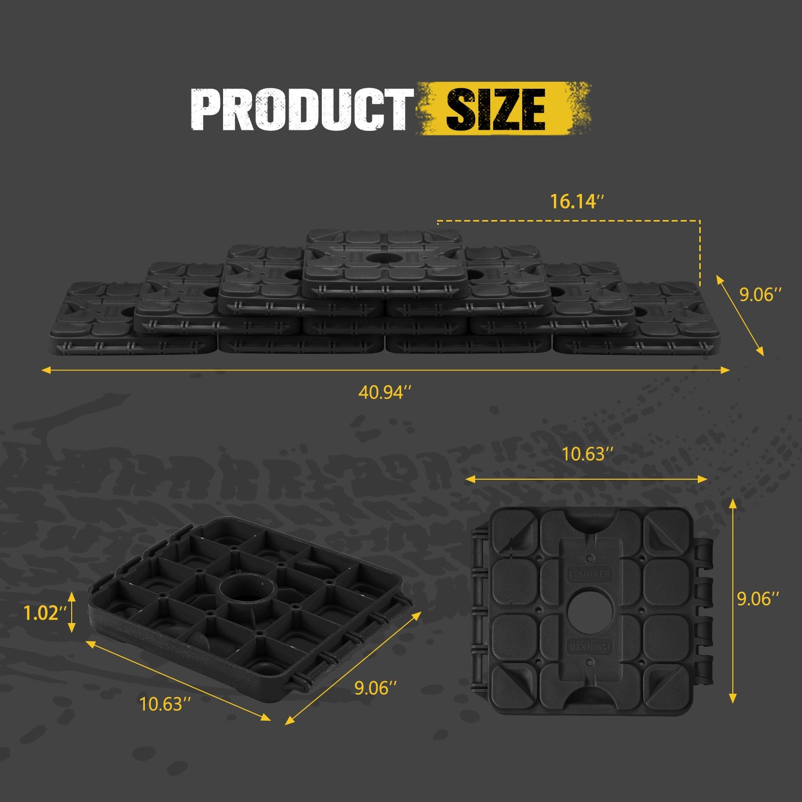 BUNKER INDUST RV Leveling Blocks – 10 Pack Stackable Jack Blocks with Interlocking Design & Carry Bag for Camper, Trailer & Wheels Stabilization (Black)