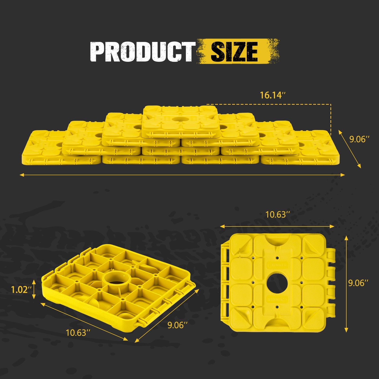 BUNKER INDUST RV Leveling Blocks – 10 Pack Stackable Jack Blocks with Interlocking Design & Carry Bag for Camper, Trailer & Wheels Stabilization (Yellow)