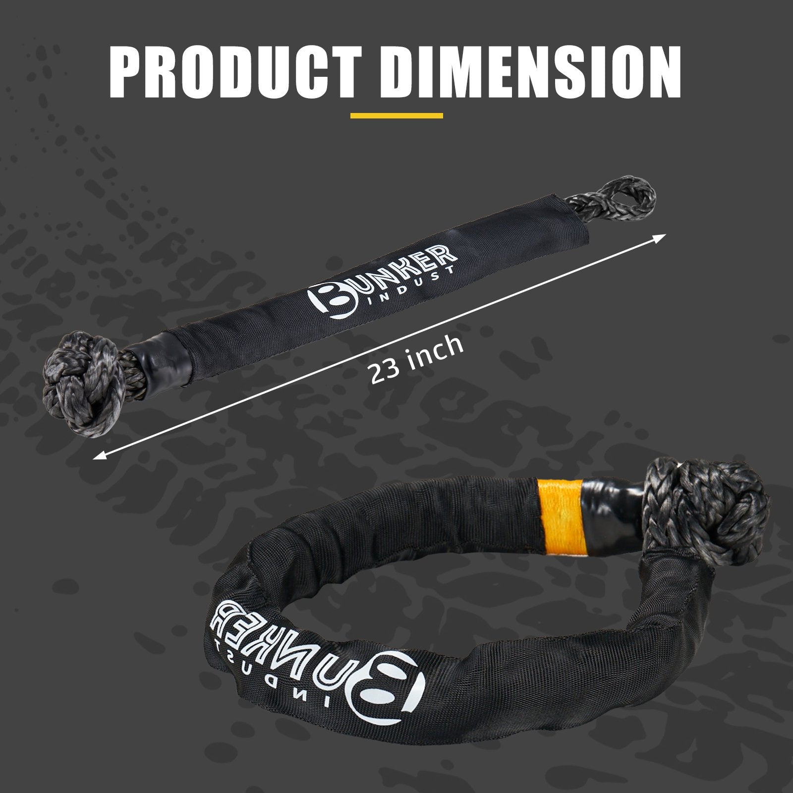 BUNKER INDUST 2Pcs Synthetic Soft Shackle Rope,1/2 Inch x 23 Inch (49,000 LBS Breaking Strength) Winch Towing Recovery Shackles for Offroad 4x4 Vehicles Truck, SUV, ATV, UTV