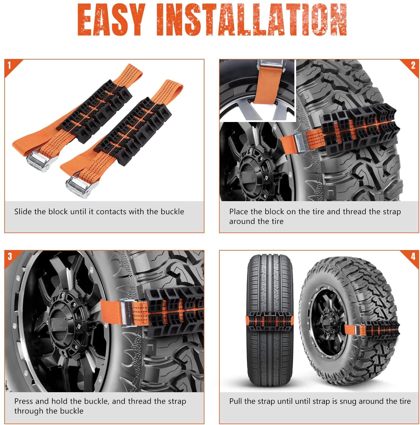 BUNKER INDUST 2Pcs 145cm Offroad Trucks SUV Car Mud Sand Emergency Tire Traction Tire Traction Device