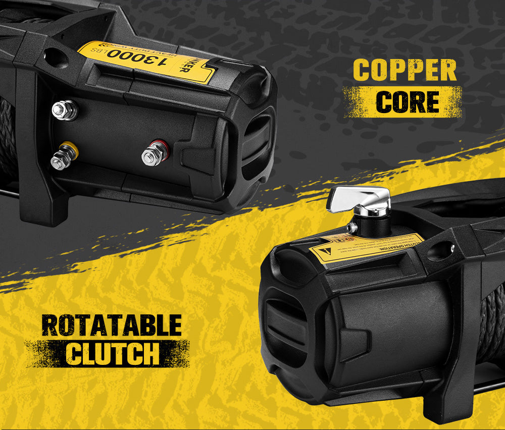 Bunker Indust 12V Electric Winch 13000LBS/5897KGS Synthetic Rope Wireless Remote