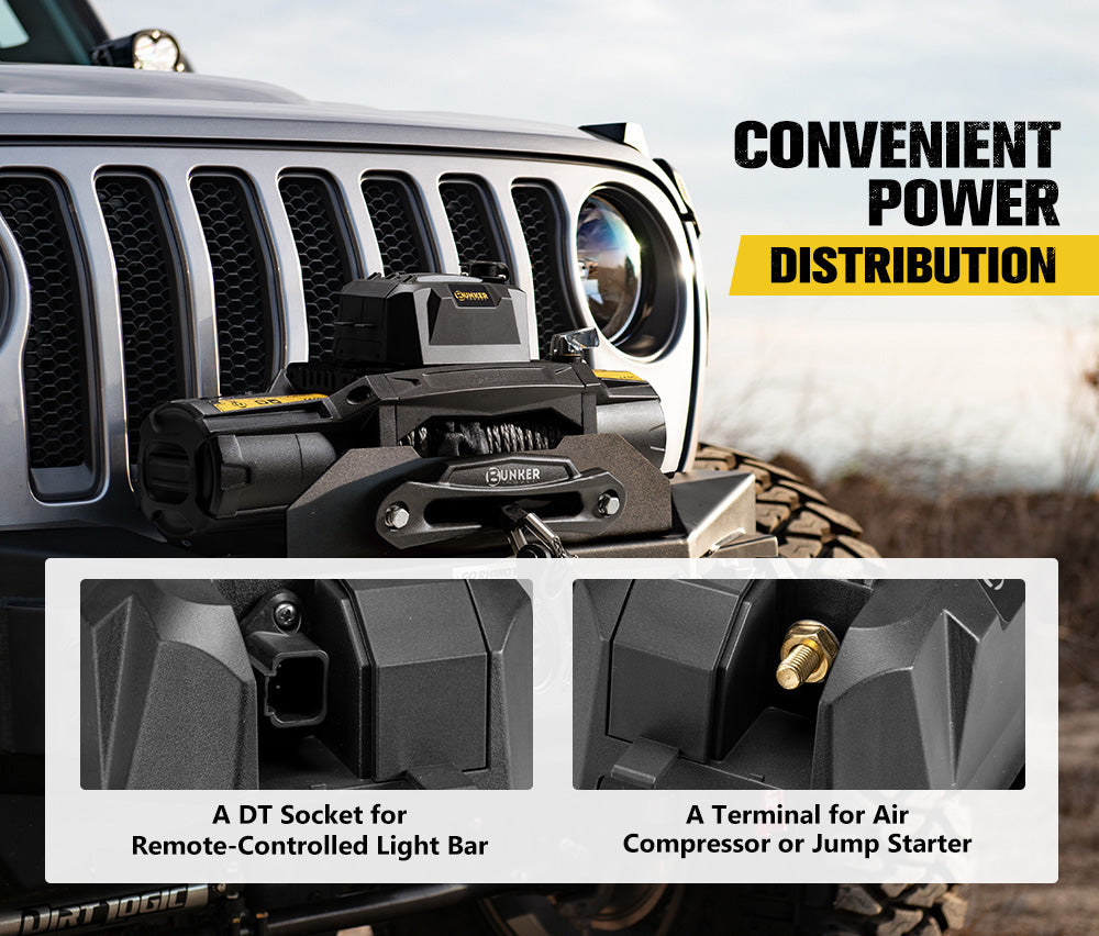 Bunker Indust 12V Electric Winch 13000LBS/5897KGS Synthetic Rope Wireless Remote