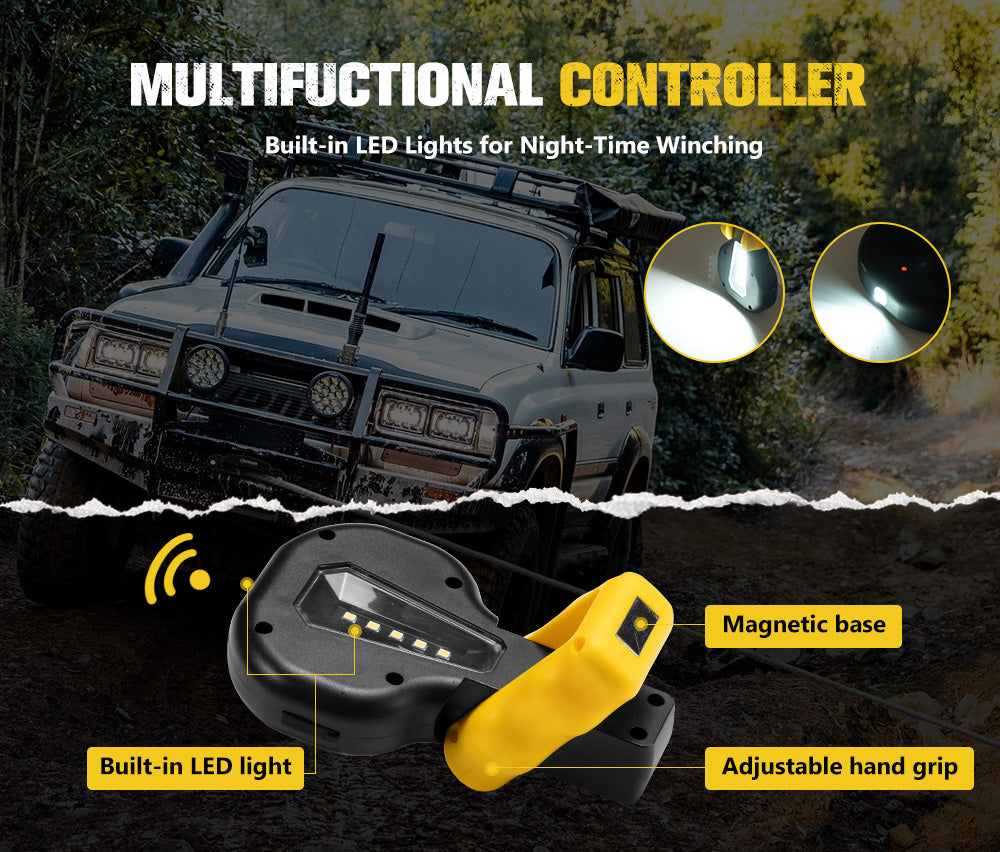 Bunker Indust 12V Electric Winch 13000LBS/5897KGS Synthetic Rope Wireless Remote