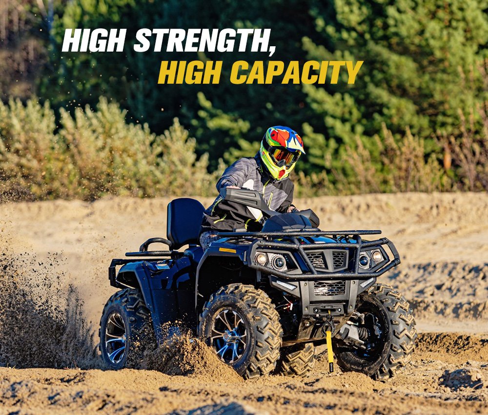 BUNKER INDUST 1/4" x 50' Synthetic Winch Rope,9500LBS ATV UTV Winch Cable with Protective Sleeve 50 FT Winch Line Replacement for 4500 to 6000LBS Winch