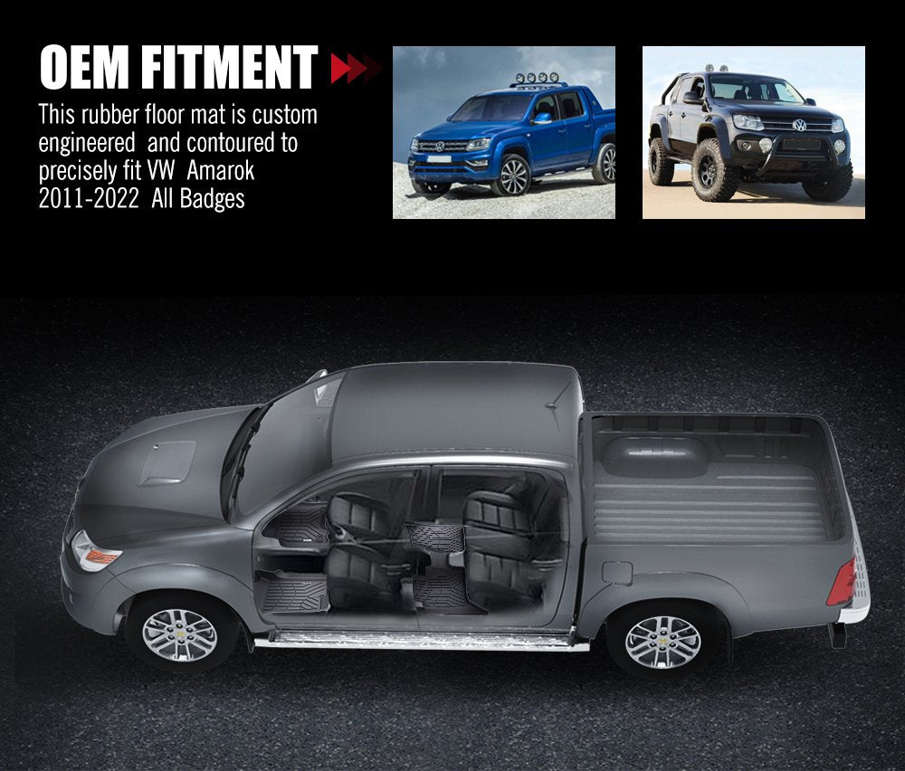 KIWI MASTER 3D TPE Car Floor Mats Liner fit VW Amarok 2011 - 2022