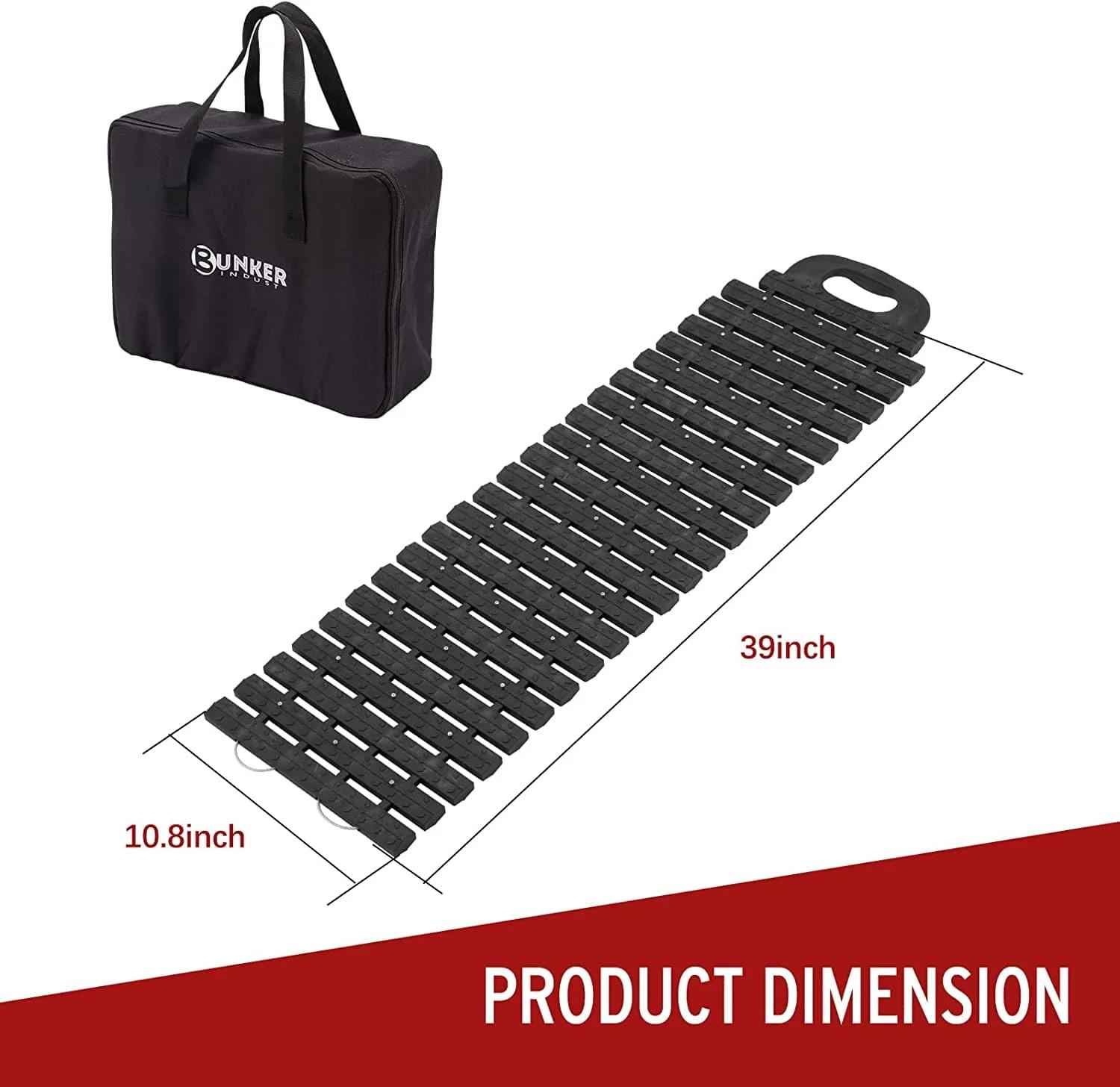 BUNKER INDUST Offroad 4X4 Snow Sand Portable Tire Traction Mats Board Recovery Tracks with Bag