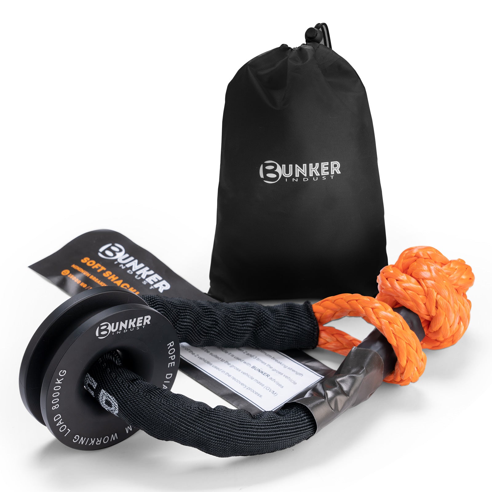 BUNKER INDUST Soft Shackle Synthetic Rope with Protective Recovery Snatch Ring