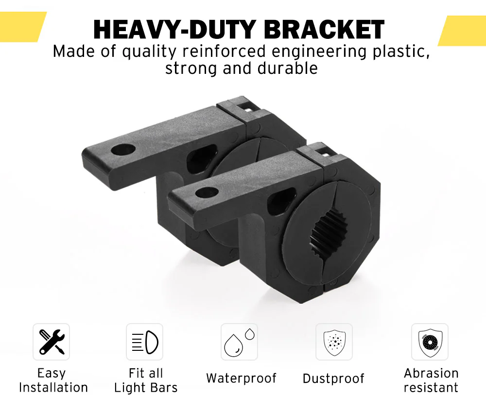 2PCS Bullbar Mounting Bracket Kit 25 50mm Clamp LED Work Light Bar Tube Holder