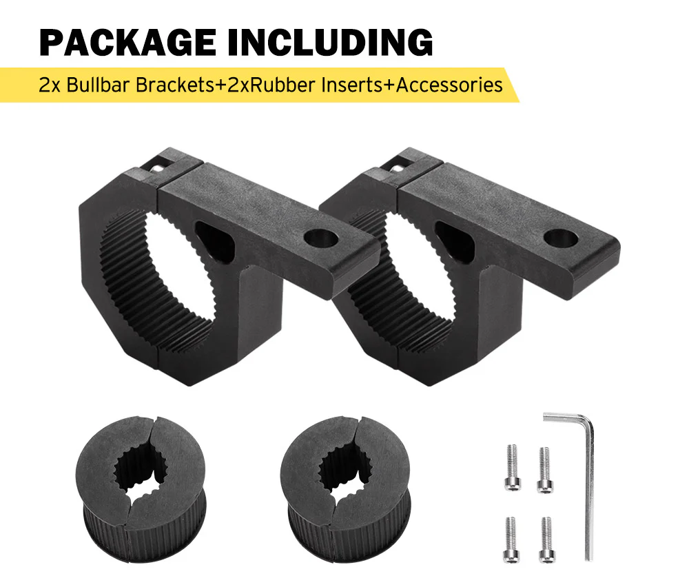 2PCS Bullbar Mounting Bracket Kit 25 50mm Clamp LED Work Light Bar Tube Holder