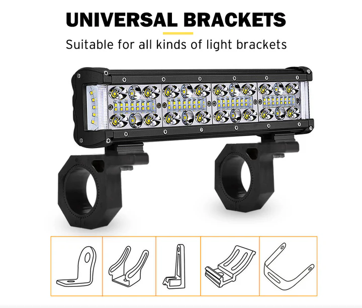 2PCS Bullbar Mounting Bracket Kit 48 50mm Clamp LED Work Light Bar Tube Holder