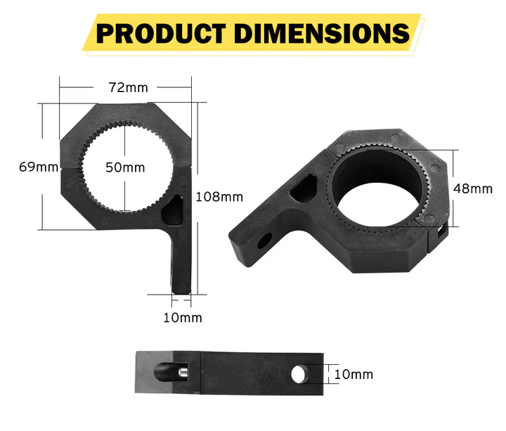 2PCS Bullbar Mounting Bracket Kit 48 50mm Clamp LED Work Light Bar Tube Holder