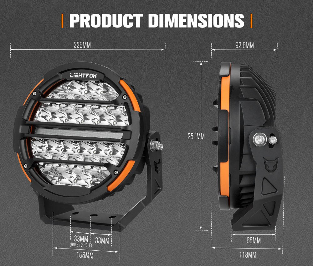 Lightfox Polaris 9inch 1Lux@1.66km IP68 14,708lumen