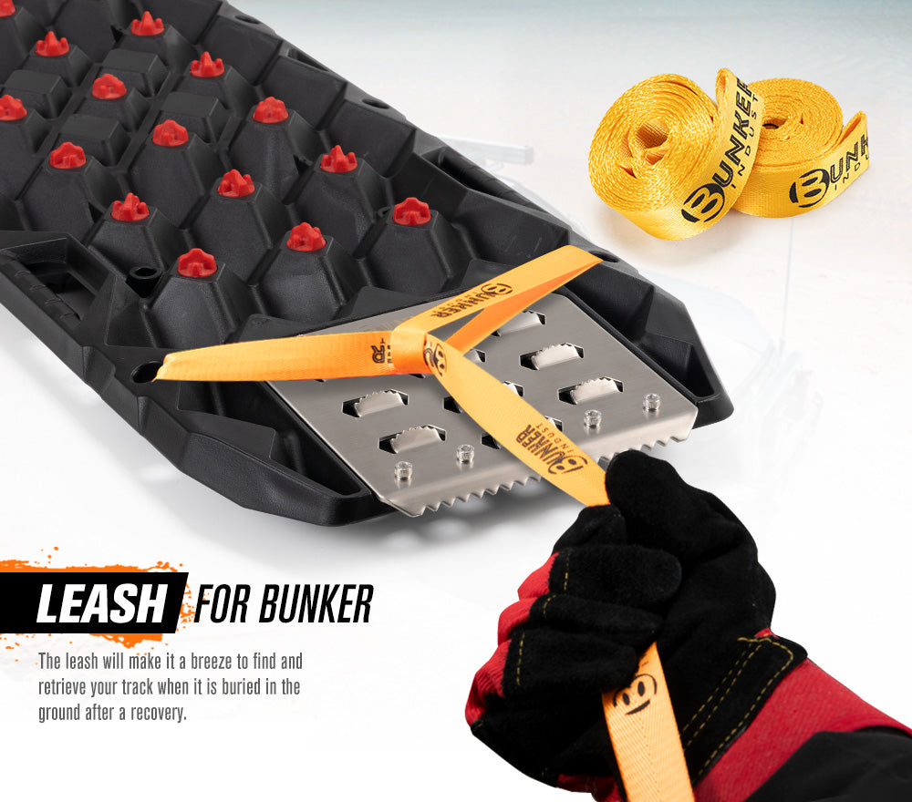 Bunker Indust Pair Recovery Tracks 25T With Steel Traction Plate Sand Snow Mud - Black