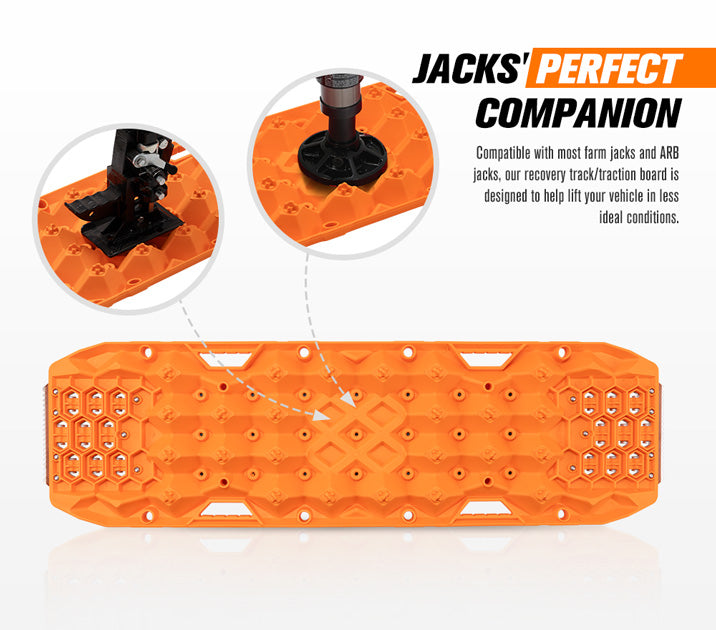 Bunker Indust Pair Recovery Tracks 25T With Steel Traction Plate Sand Mud Snow - Orange