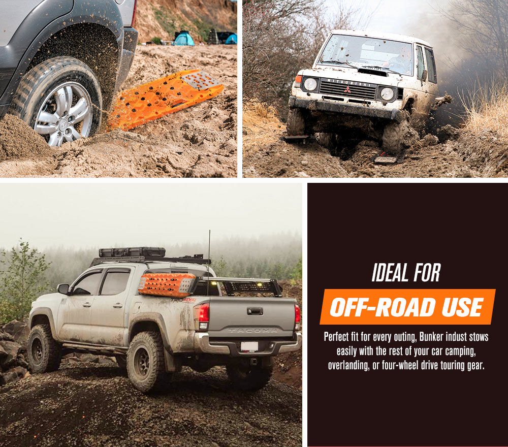 Bunker Indust Pair Recovery Tracks 25T With Steel Traction Plate Sand Mud Snow - Orange