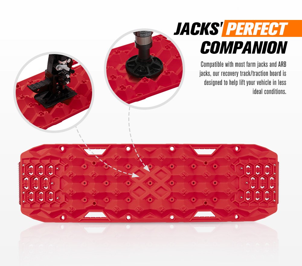Bunker Indust Pair Recovery Tracks 25T With Steel Traction Plate Sand Mud Snow - Red