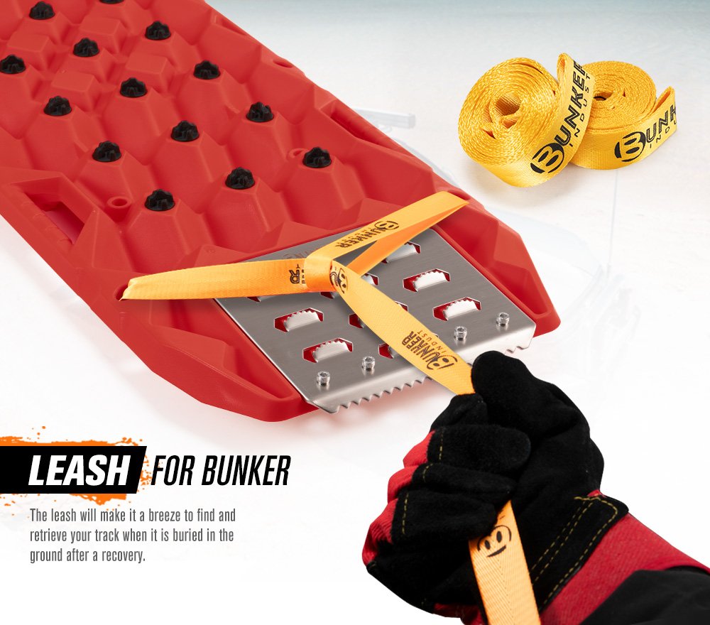 Bunker Indust Pair Recovery Tracks 25T With Steel Traction Plate Sand Mud Snow - Red