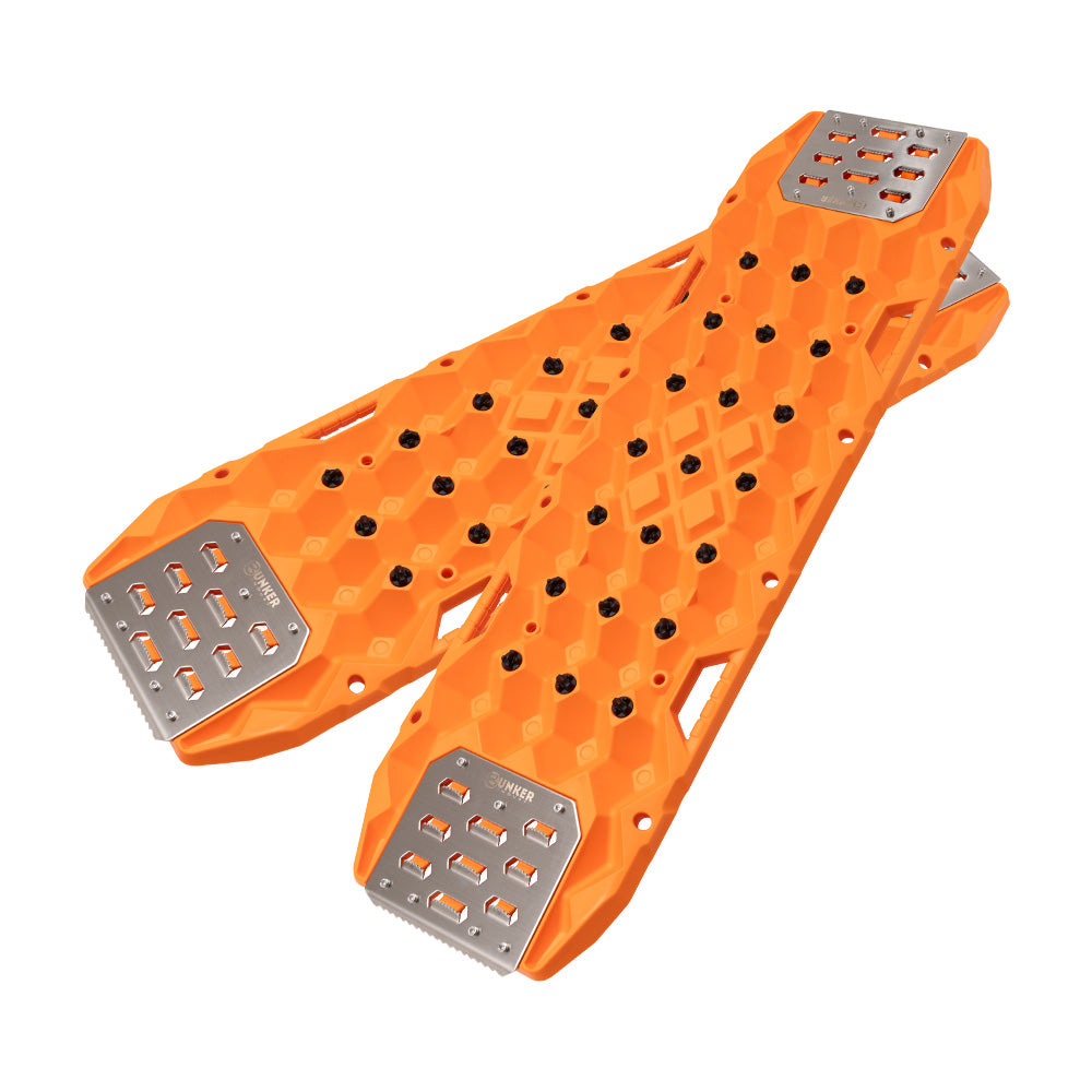 Bunker Indust Pair Recovery Tracks 25T With Steel Traction Plate Sand Mud Snow - Orange