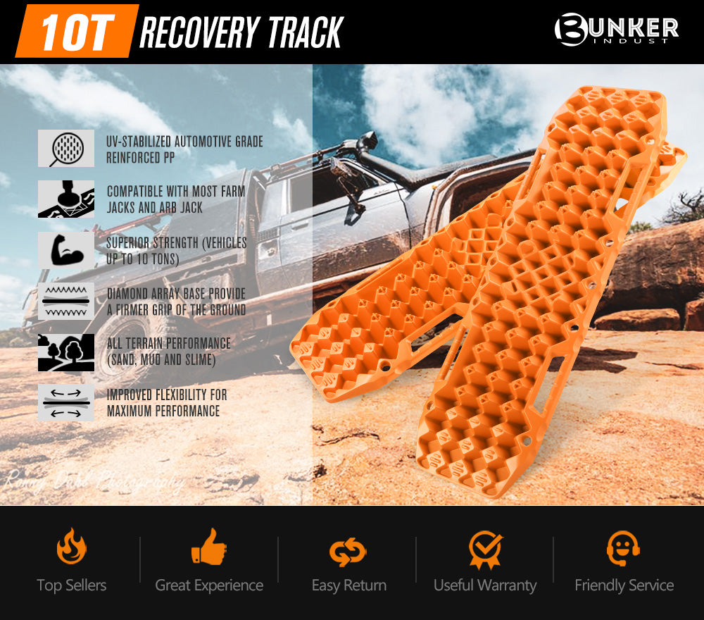Bunker Indust Recovery Tracks Farm Jack Base 10T Board Sand Mud Snow OffRoad 4WD - Orange