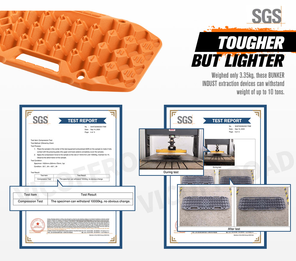 Bunker Indust Recovery Tracks Farm Jack Base 10T Board Sand Mud Snow OffRoad 4WD - Orange