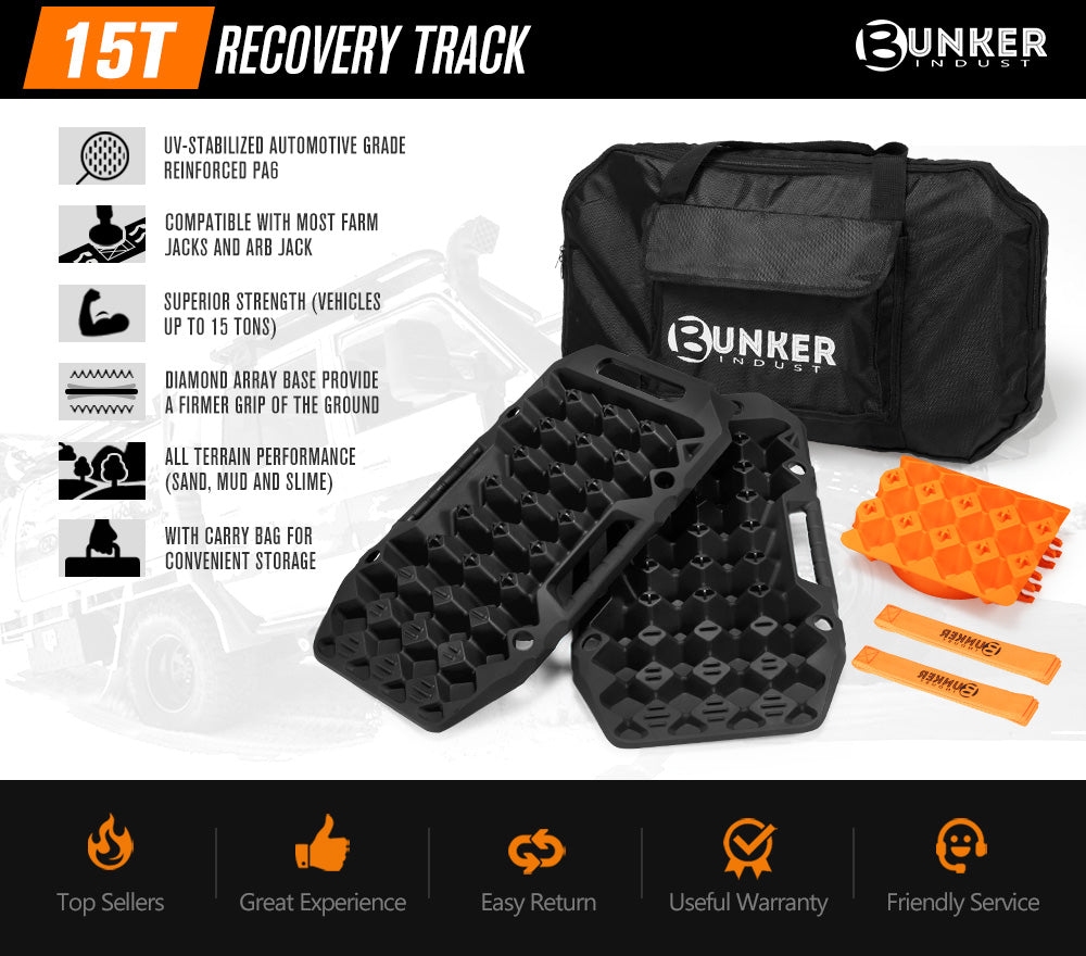 BUNKER INDUST 15Ton Mini Recovery Boards with Jack Base - Black