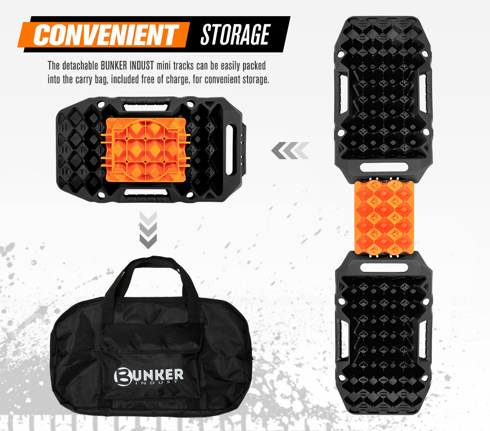 BUNKER INDUST 15Ton Mini Recovery Boards with Jack Base - Black