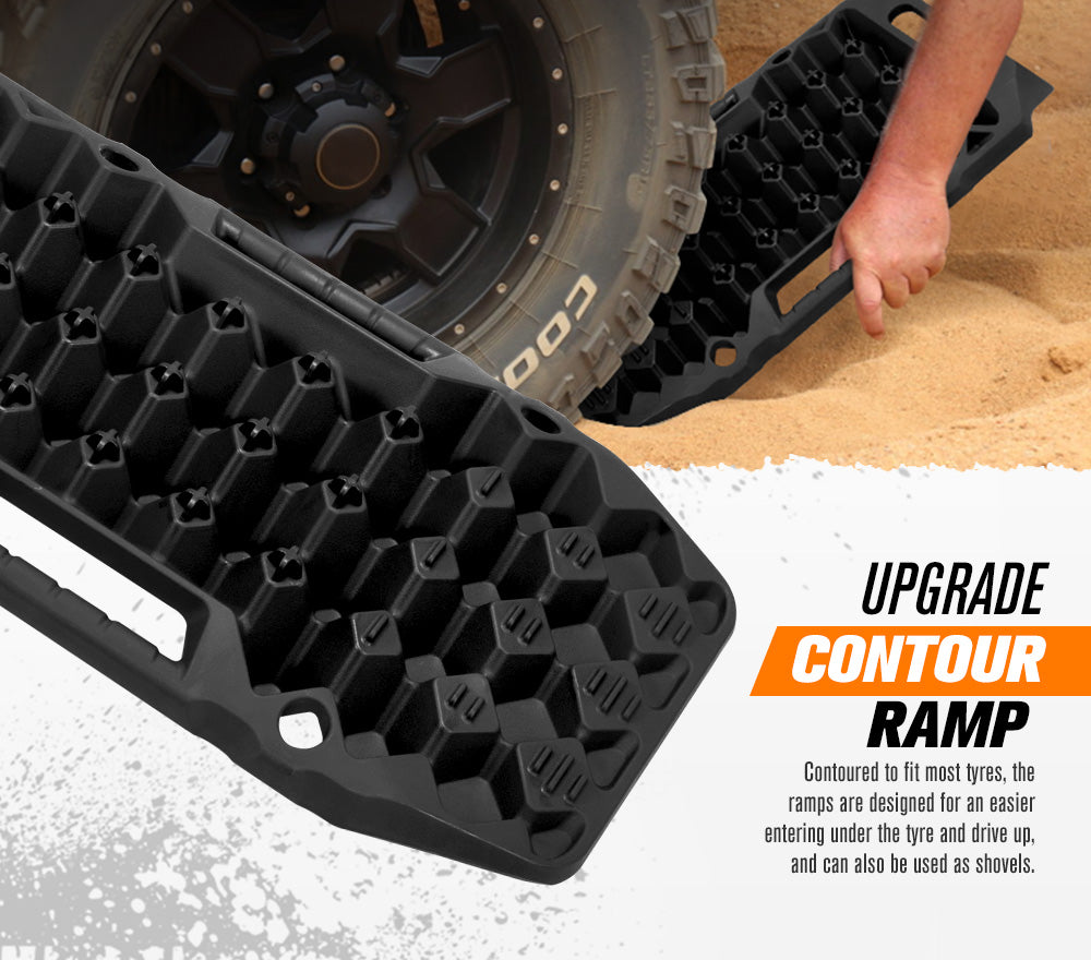 BUNKER INDUST 15Ton Mini Recovery Boards with Jack Base - Black