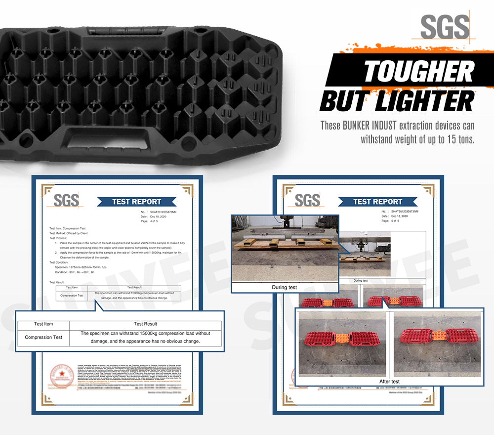 BUNKER INDUST 15Ton Mini Recovery Boards with Jack Base - Black