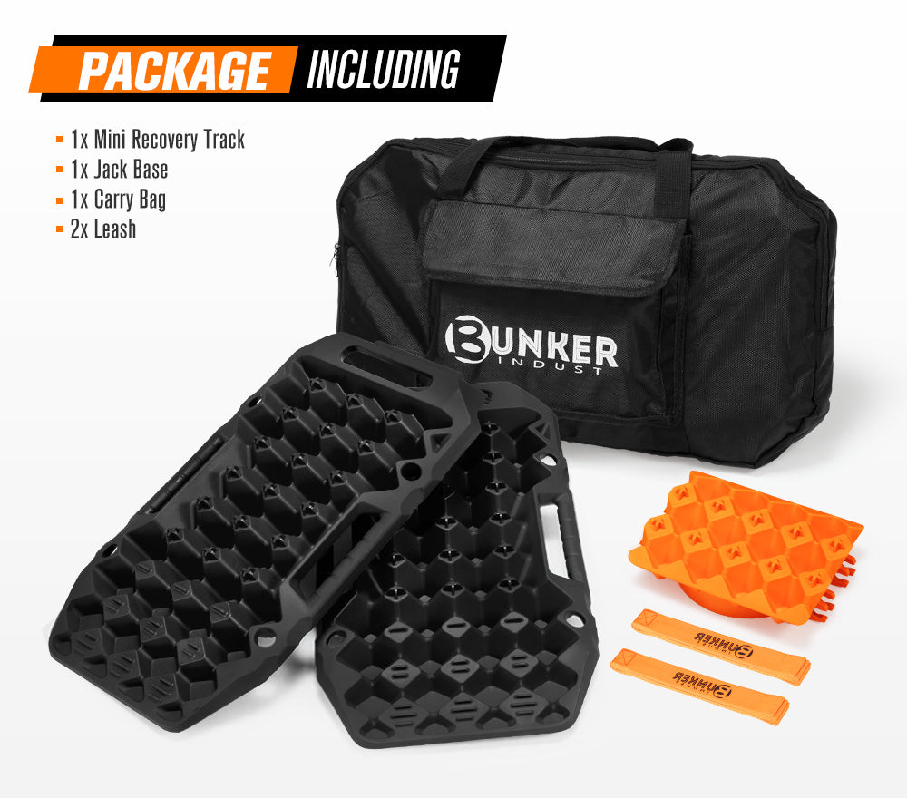 BUNKER INDUST 15Ton Mini Recovery Boards with Jack Base - Black