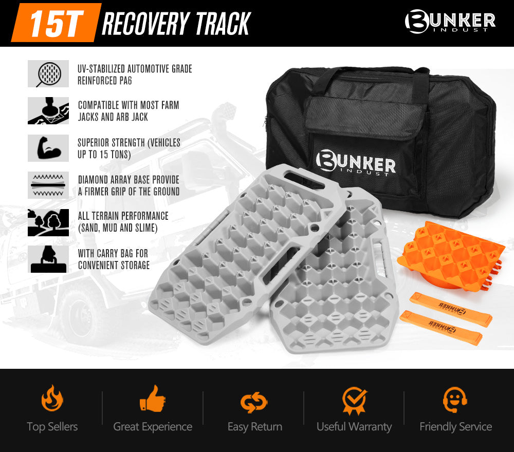 BUNKER INDUST 15Ton Mini Recovery Boards with Jack Base - Grey